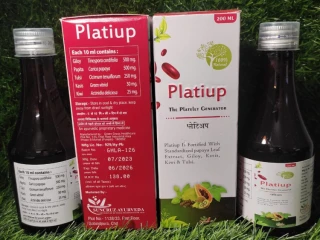 PLATIUP IS FORTIFIED WITH STANDRDIZED PAPAYA LEAF EXTRACT GILOY KASIS KIWI & TULSI